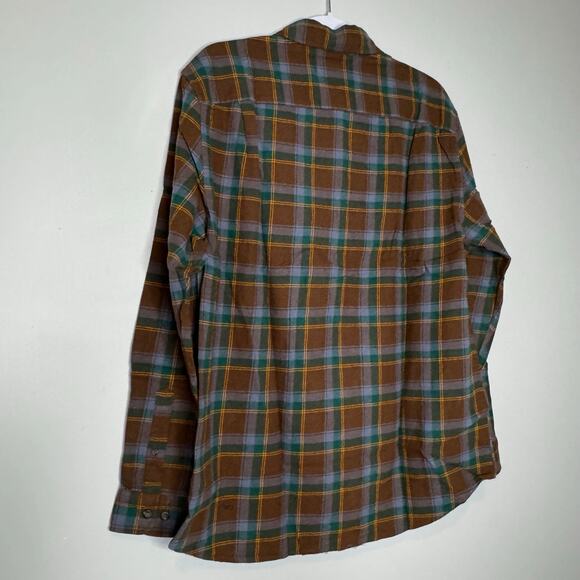 Hawker Rye Long Sleeve Flannel Button-Up Shirt Brown Green Plaid NWT Size L - Picture 5 of 10